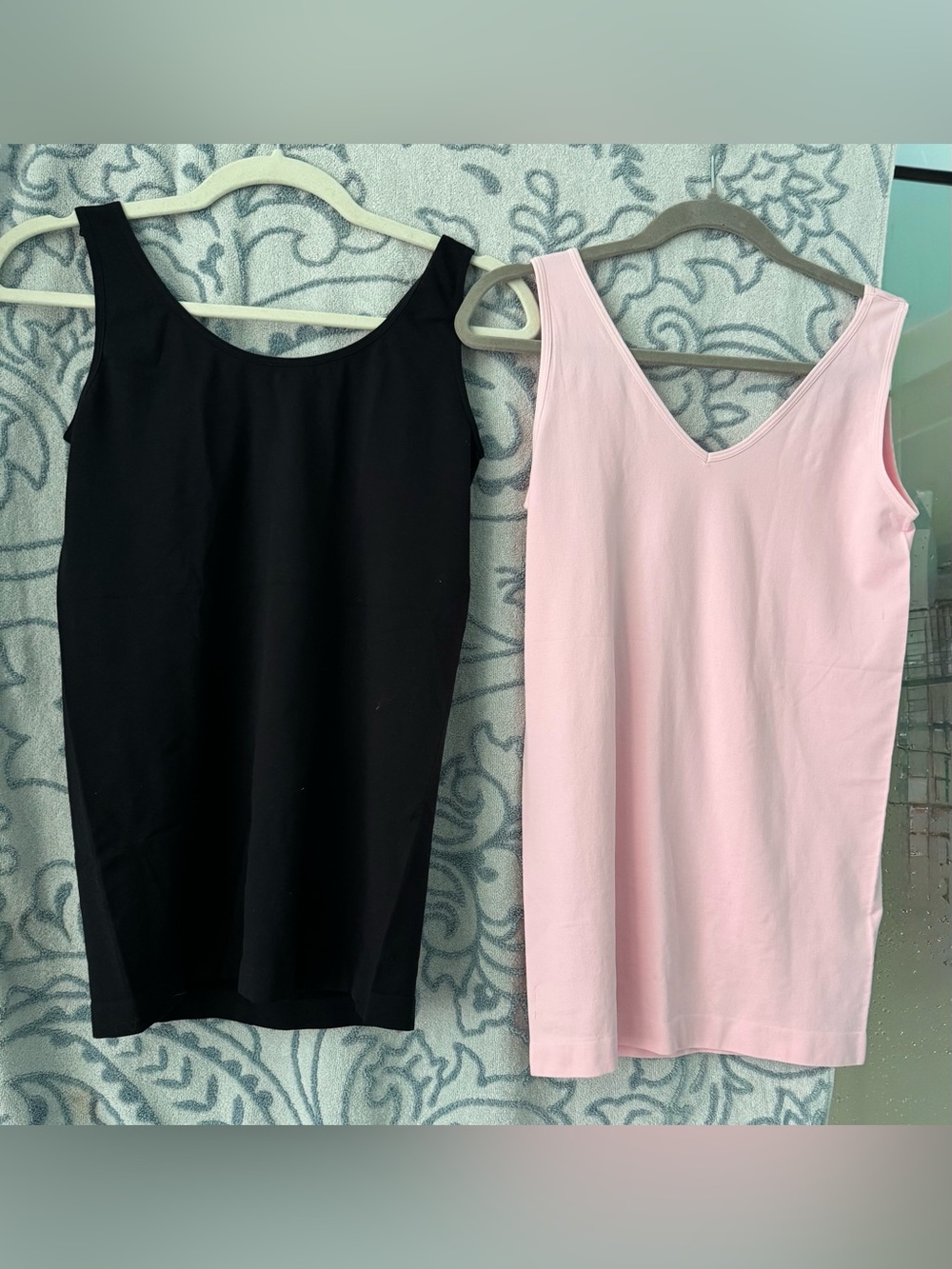 NWOT-  Two Reversible V/U neckline Shapewear Tank Tops, Black & Pink
